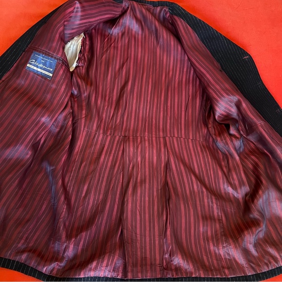 Vintage Blazer 60s Unisex wool pinstripe double breasted Mod Suitcoat Wool sz 10 - Picture 17 of 17